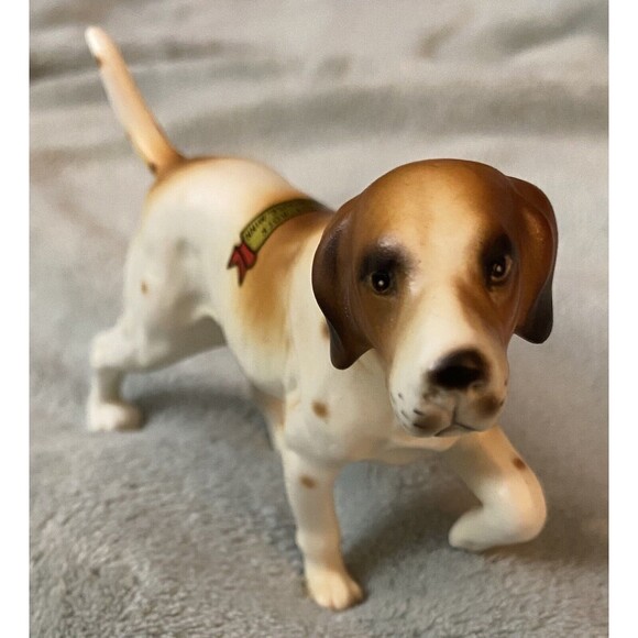 Vtg English Pointer Setter Spaniel Hunting Dog Porcelain Figurine Souvenir Rare - Picture 1 of 14